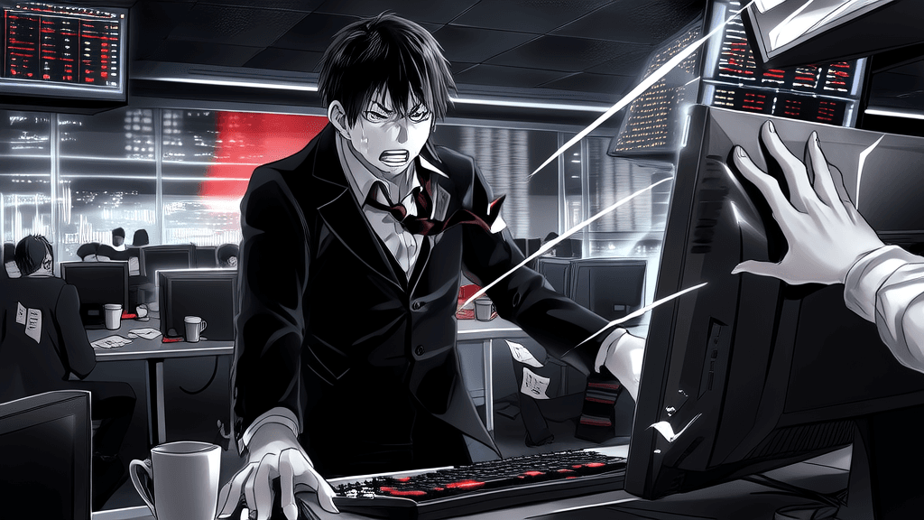 Trading screen filled with red sell orders, zero green buy orders