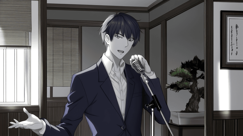 CZ practicing speaking in front of a mirror