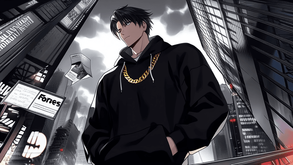 Forbes magazine cover with CZ in hoodie, dramatic manga style rendering
